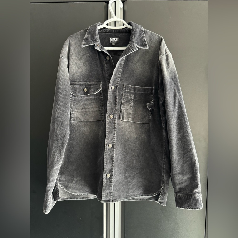 Diesel Men's Washed Black Corduroy Overshirt